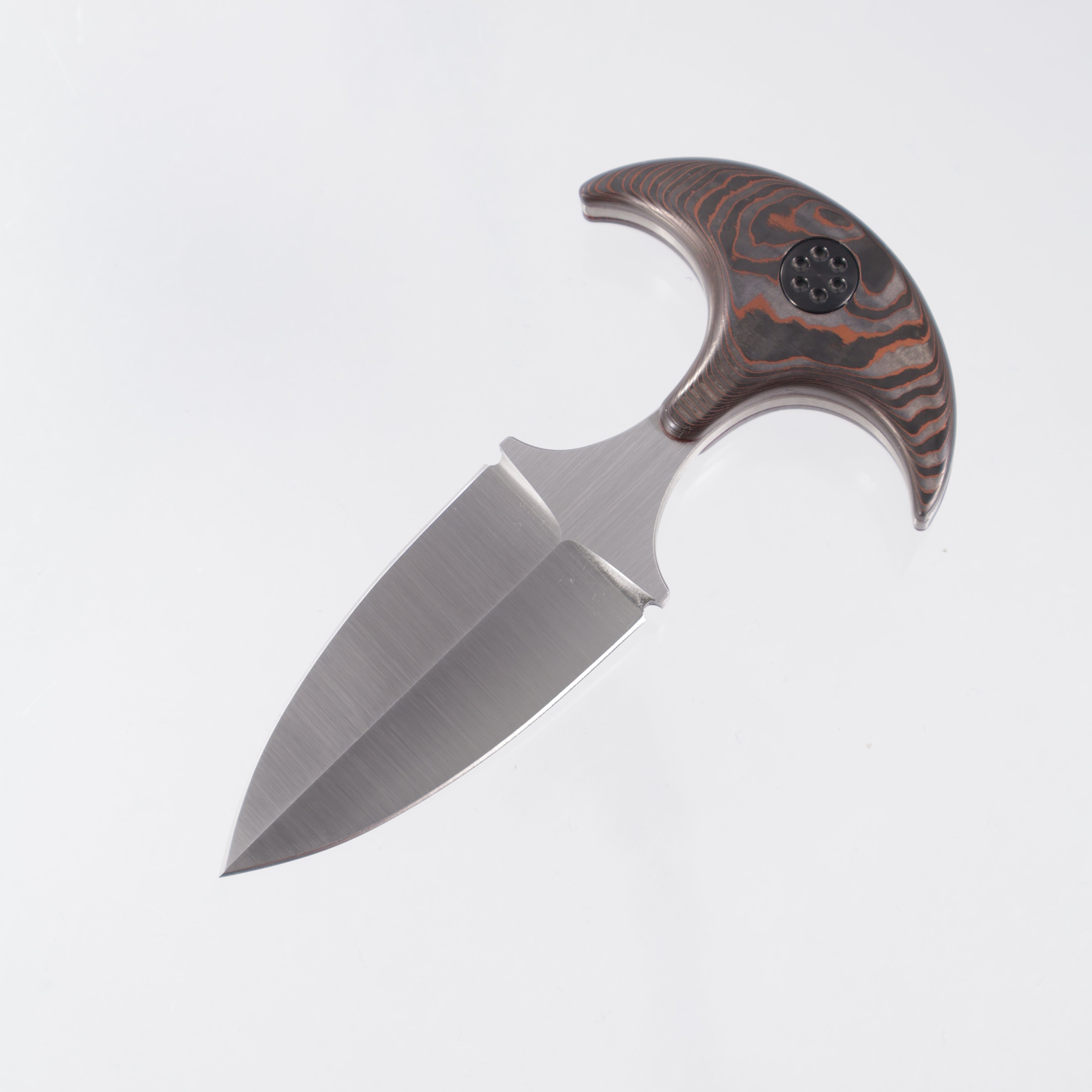 Beans Blades Push Knife #007 - Copper Camo Fat Carbon w/ DLC Ti Hardware - Satin M390