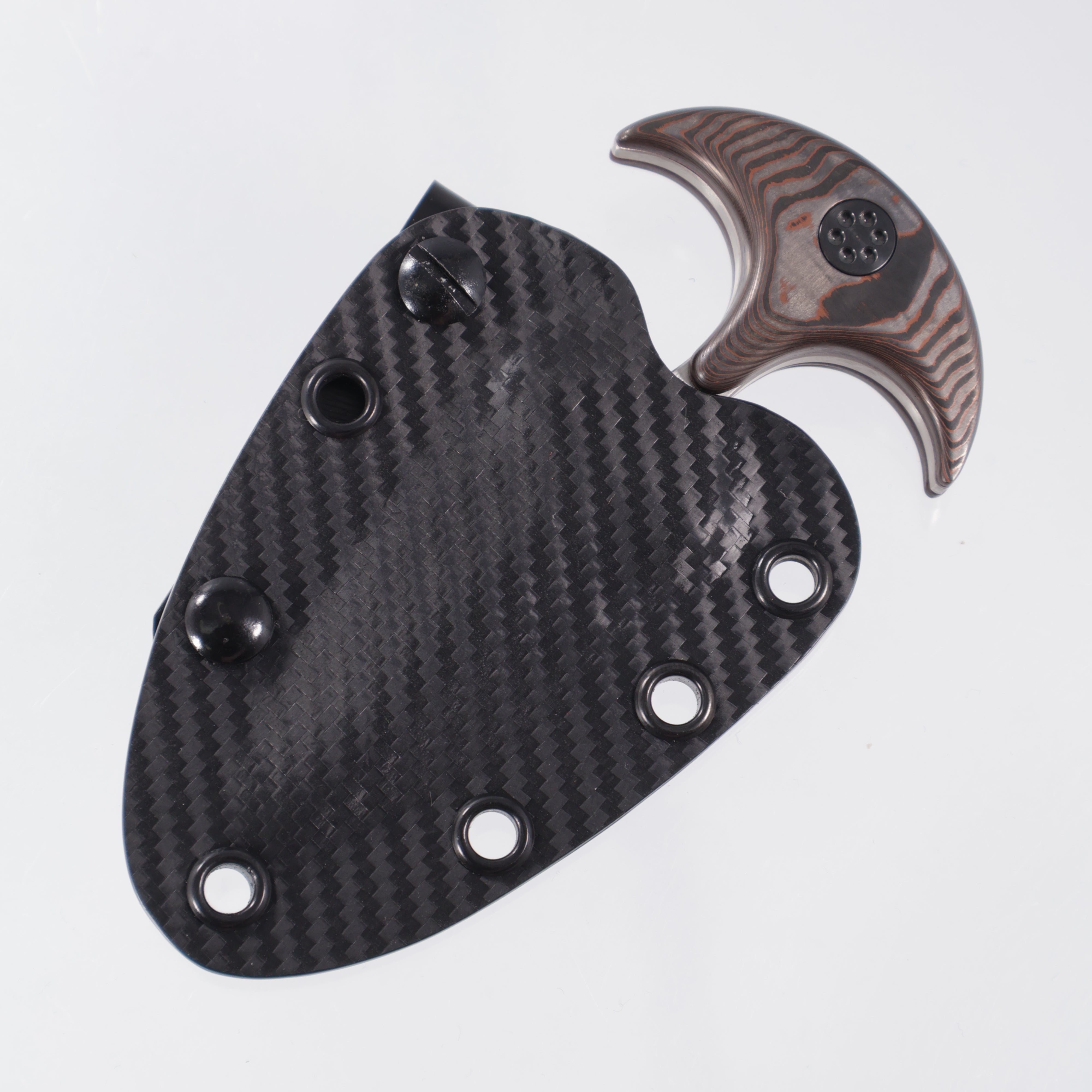 Beans Blades Push Knife #007 - Copper Camo Fat Carbon w/ DLC Ti Hardware - Satin M390