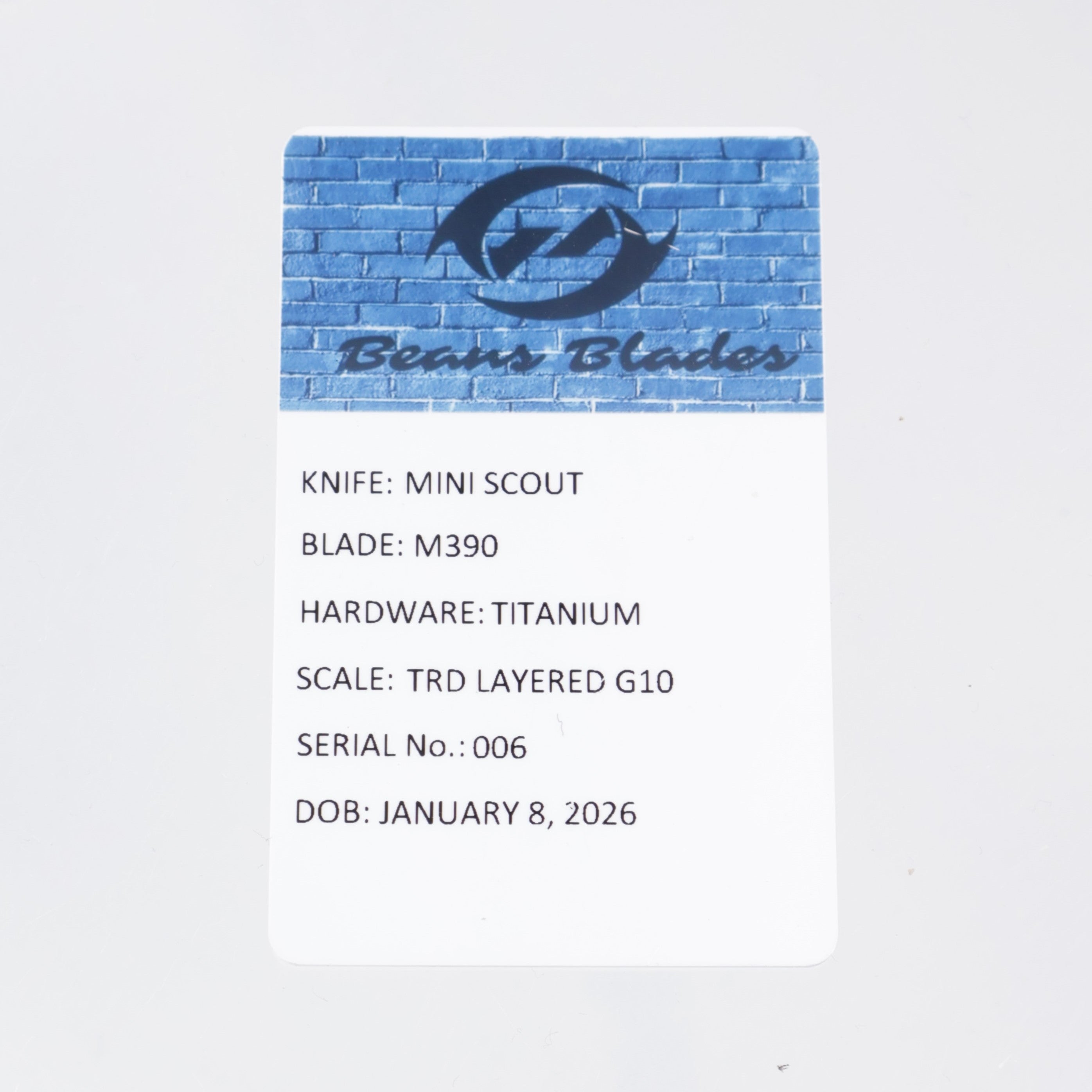 Beans Blades Mini Scout #006 - TRD Layered G10 w/ DLC Ti Hardware - Satin M390