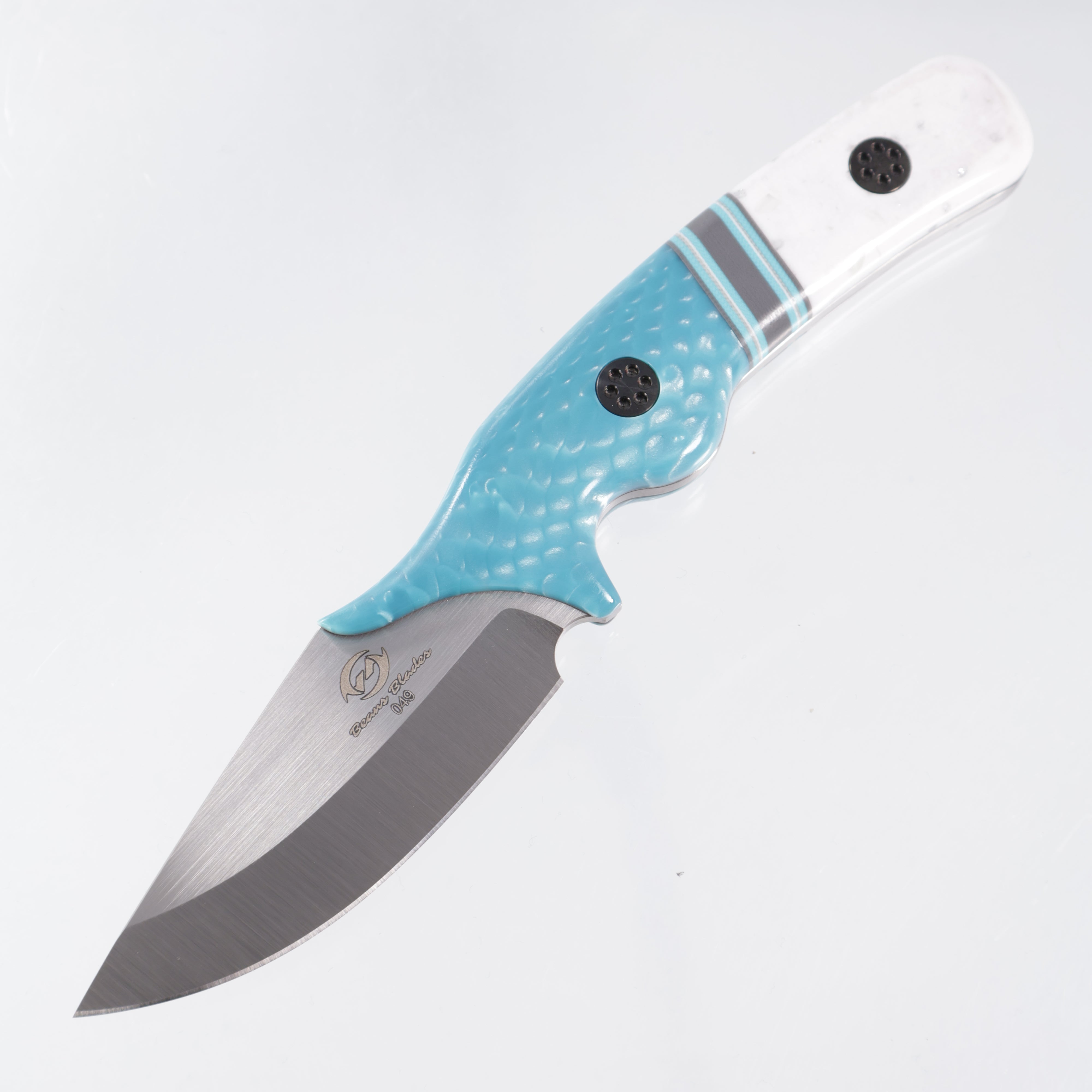 Beans Blades Javelin #049 - Segmented Corian & Turquoise Juma w/ DLC Ti Hardware - Satin M390