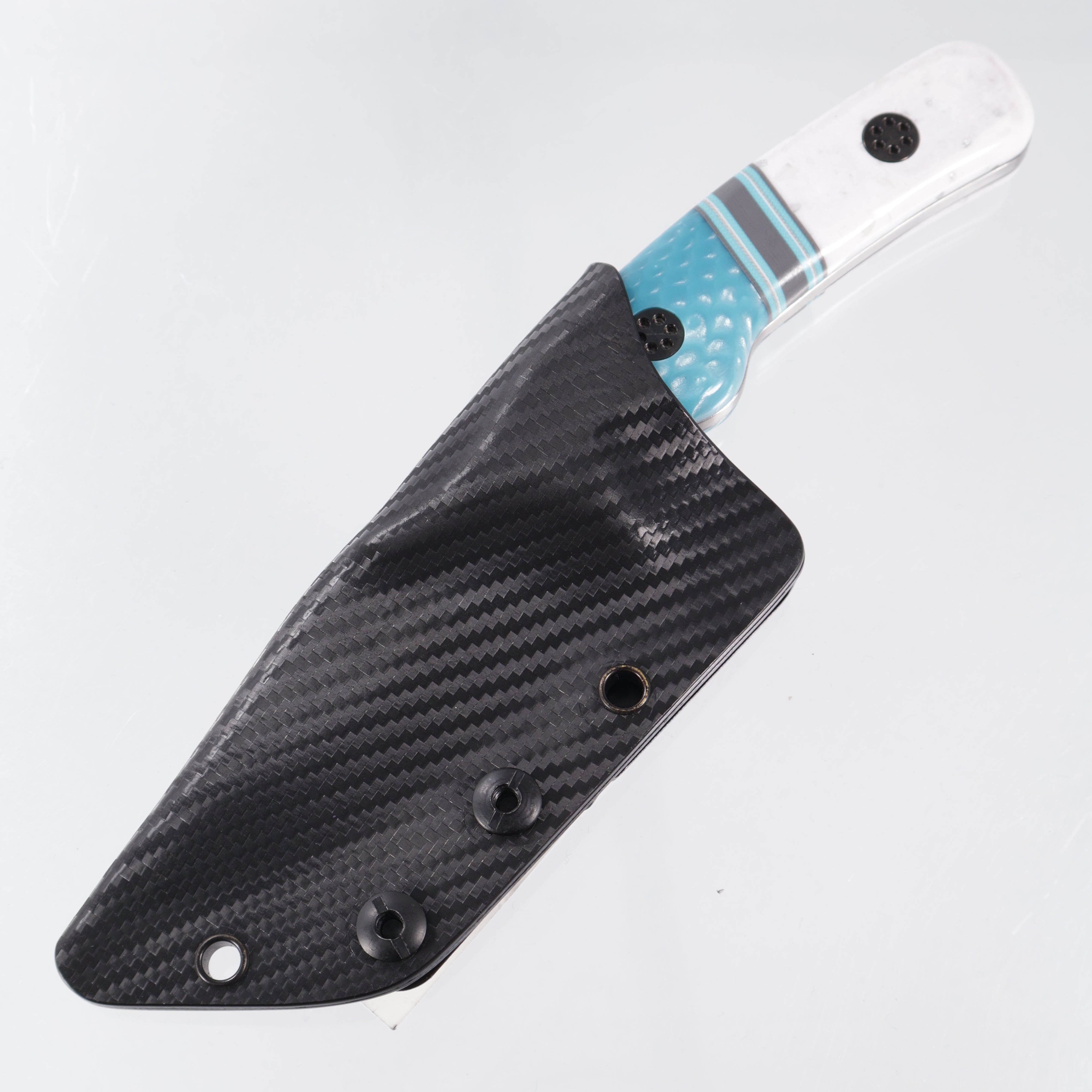 Beans Blades Javelin #049 - Segmented Corian & Turquoise Juma w/ DLC Ti Hardware - Satin M390