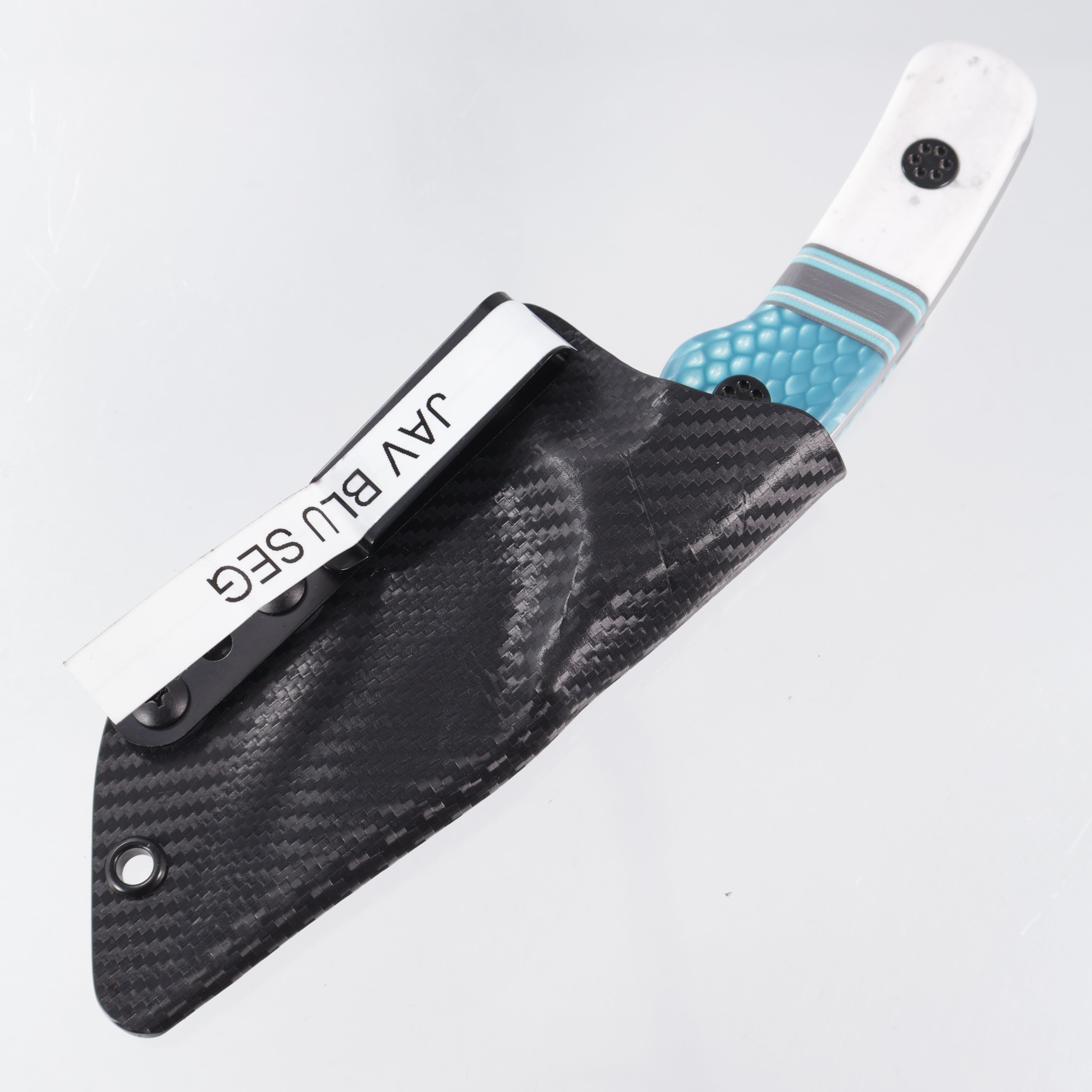 Beans Blades Javelin #049 - Segmented Corian & Turquoise Juma w/ DLC Ti Hardware - Satin M390