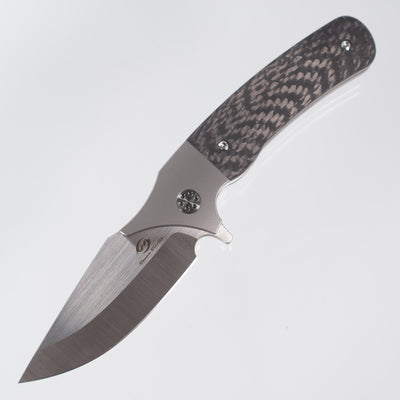 Beans Blades Javelin Folder - Beadblast Titanium w/ Twill Carbon Fiber - Satin M390
