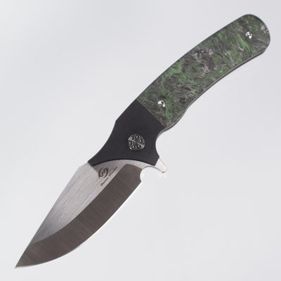Beans Blades Javelin Folder - Black PVD Titanium w/ Green Dark Matter Fat Carbon - Satin M390