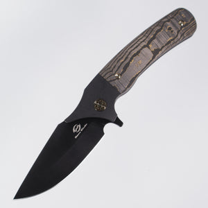Beans Blades Javelin Folder - Black PVD Titanium - Gold Camo Fat Carbon - PVD M390