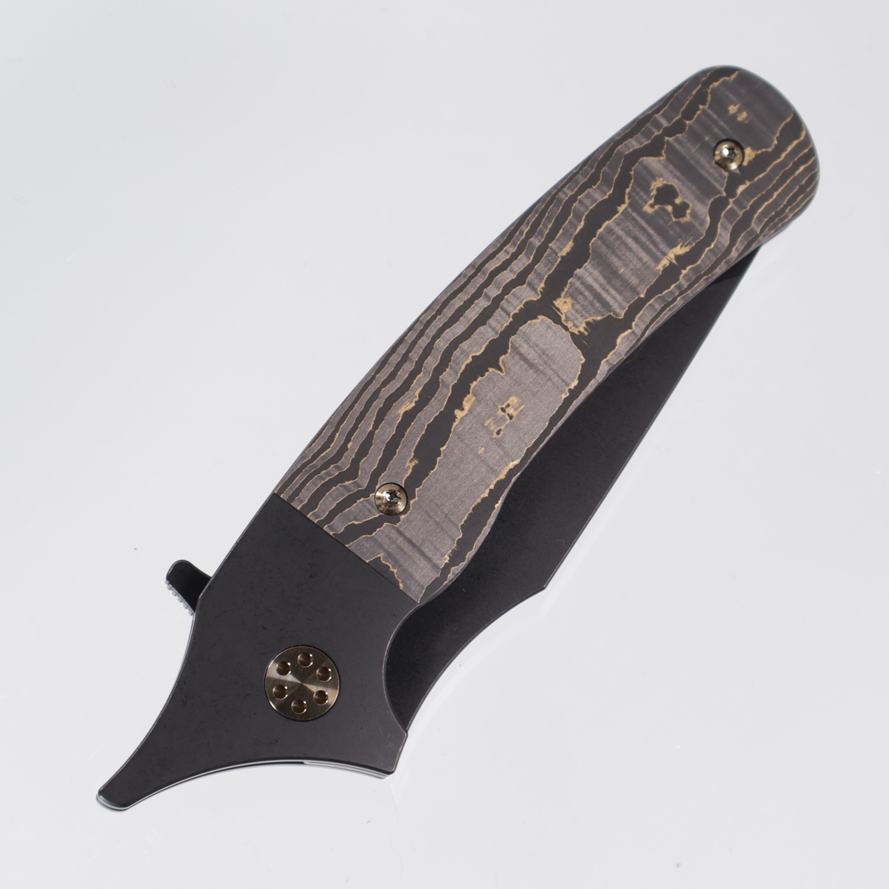 Beans Blades Javelin Folder - Black PVD Titanium - Gold Camo Fat Carbon - PVD M390