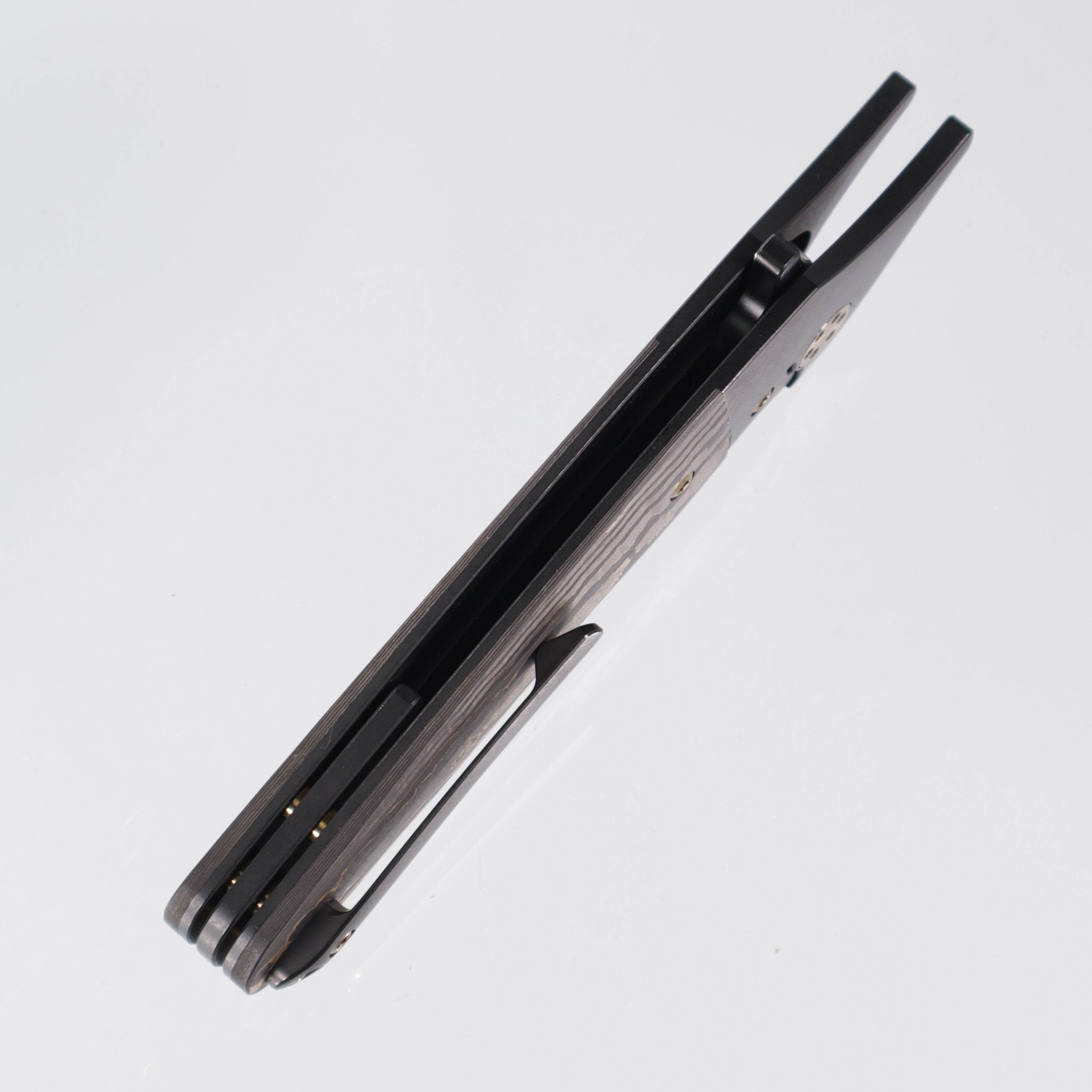 Beans Blades Javelin Folder - Black PVD Titanium - Gold Camo Fat Carbon - PVD M390