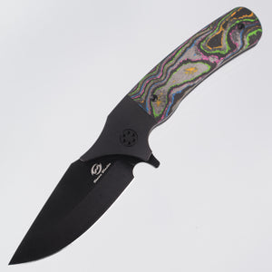 Beans Blades Javelin Folder - Black PVD Titanium - 80s Camo Carbon - PVD M390 - BR OP Exclusive