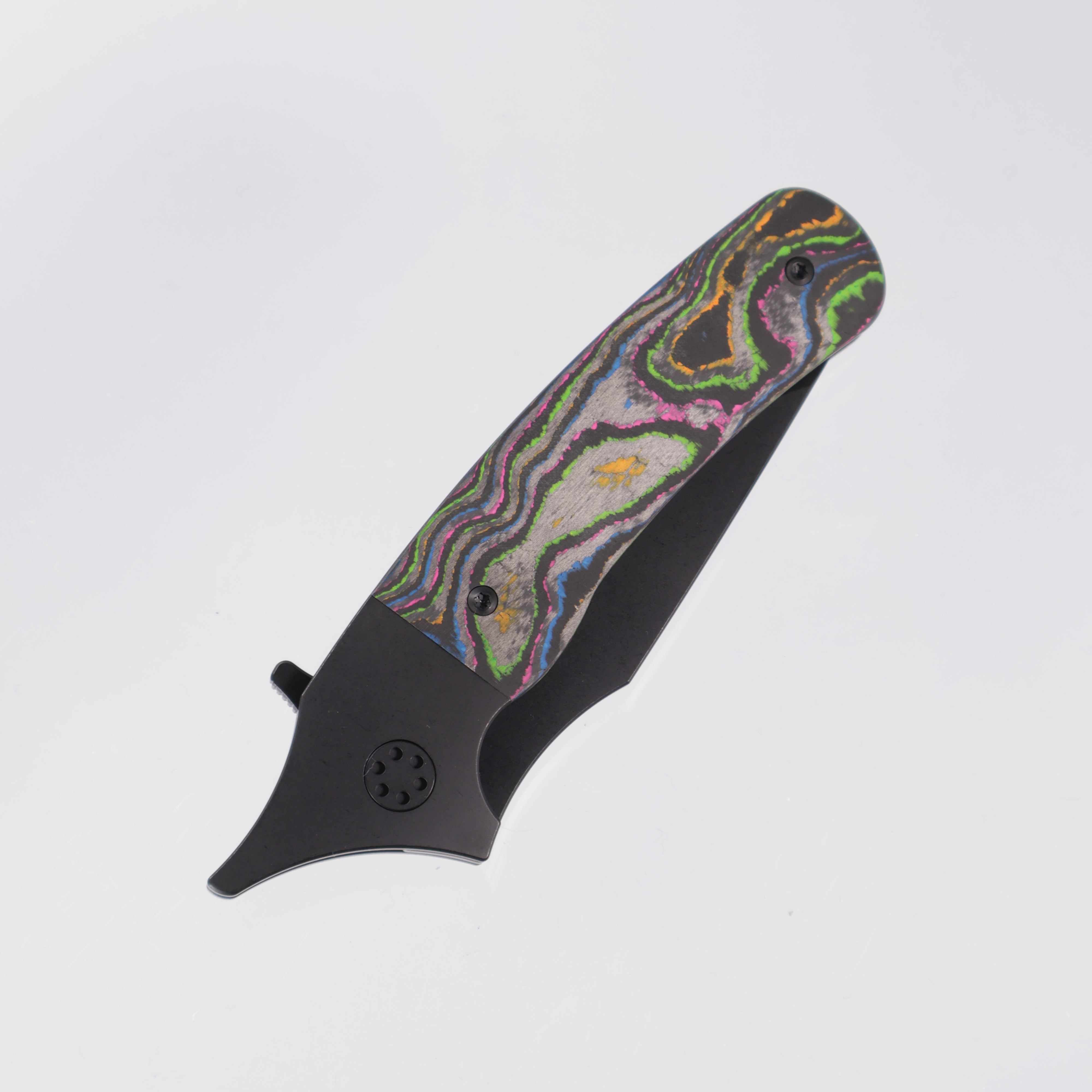 Beans Blades Javelin Folder - Black PVD Titanium - 80s Camo Carbon - PVD M390 - BR OP Exclusive