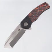 Beans Blades Mini Warrior Folder - Black PVD Titanium w/ Crosscut Mars Valley Fat Carbon - Satin M390