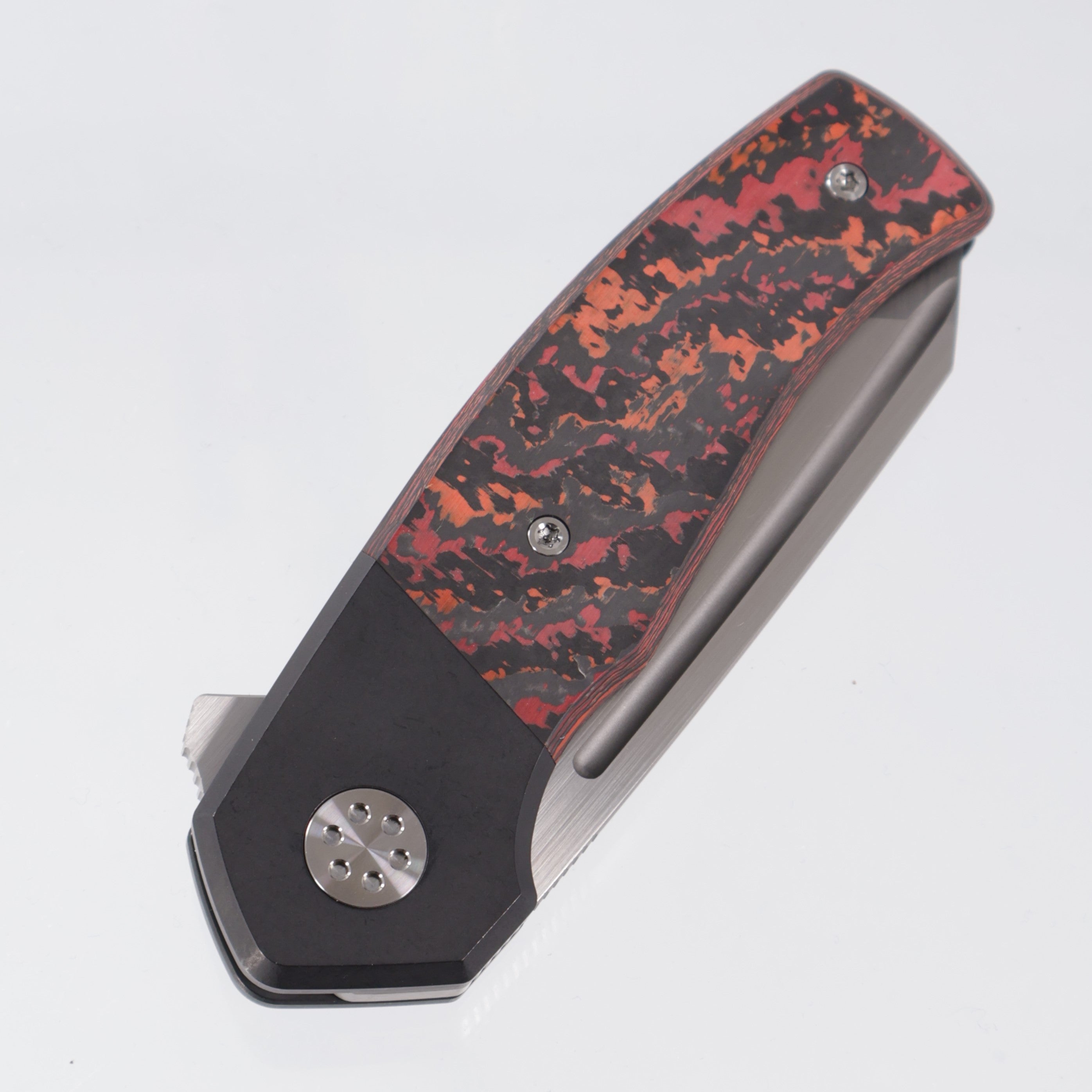 Beans Blades Mini Warrior Folder - Black PVD Titanium w/ Crosscut Mars Valley Fat Carbon - Satin M390