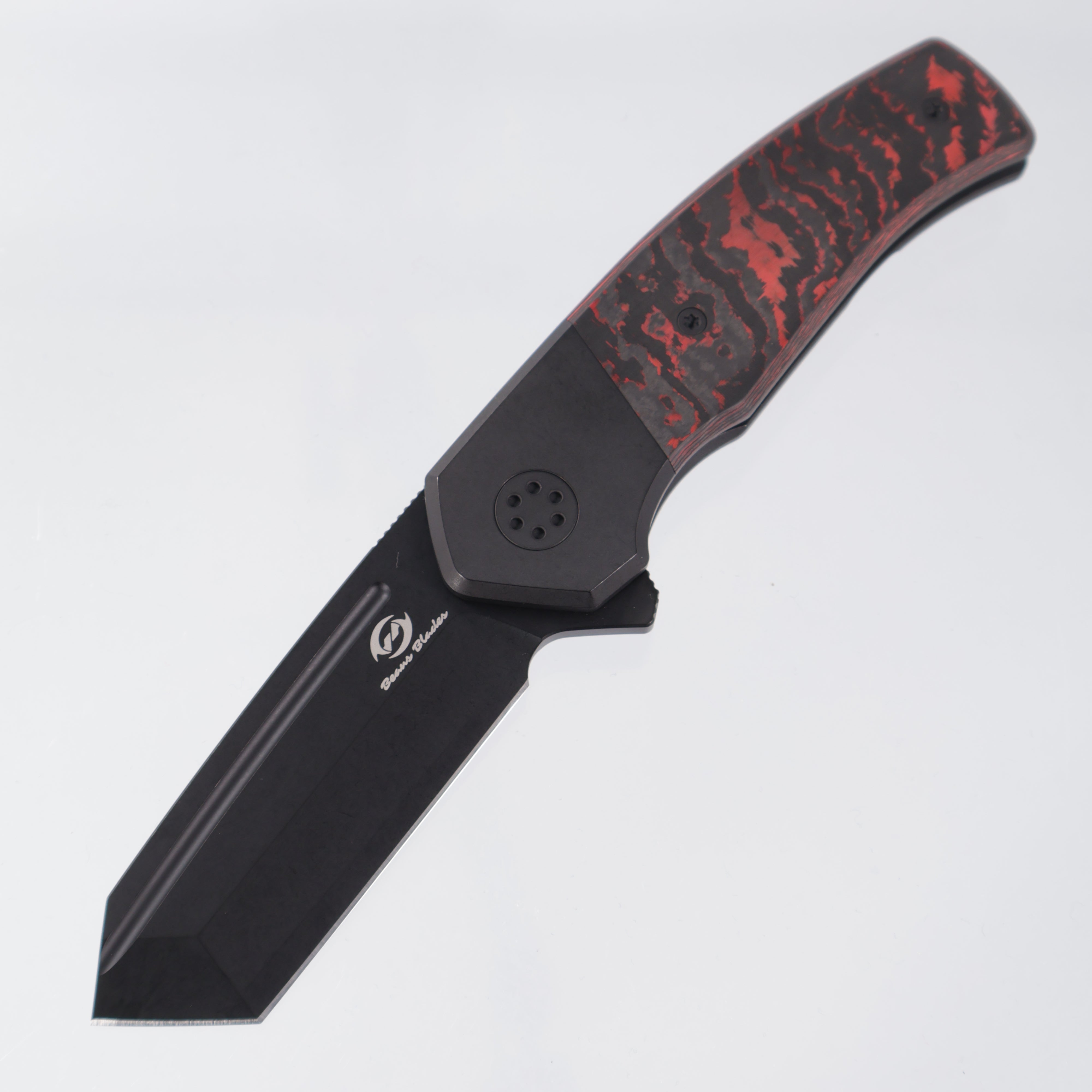 Beans Blades Mini Warrior Folder - Black PVD Titanium w/ Lava Flow Fat Carbon - Black PVD M390