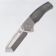 Beans Blades Mini Warrior Folder - Beadblast Titanium w/ Black Micarta - Satin M390