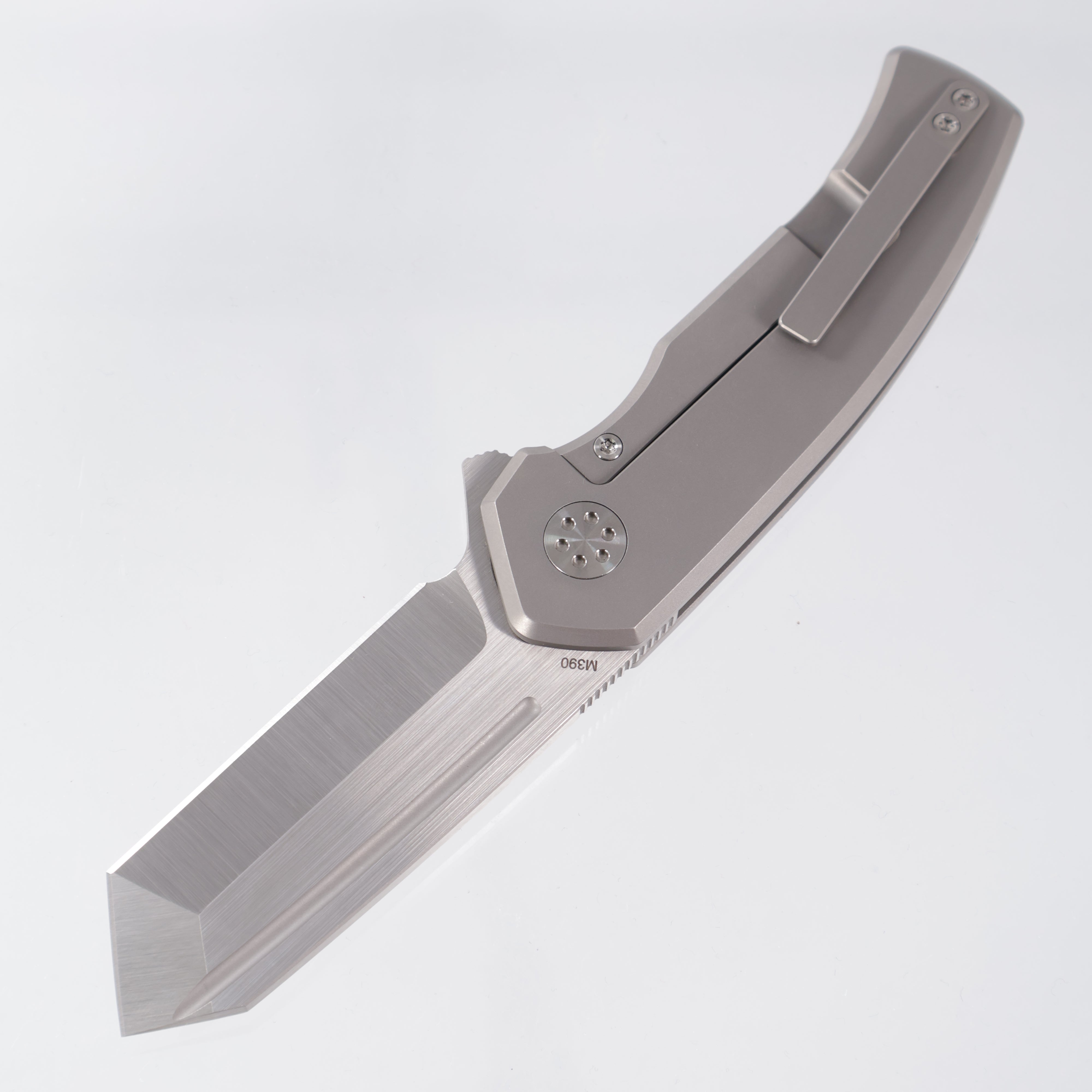 Beans Blades Mini Warrior Folder - Beadblast Titanium w/ Black Micarta - Satin M390