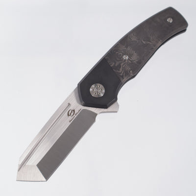 Beans Blade Mini Warrior Folder - Black PVD Titanium w/ Black Dunes Fat Carbon - Satin M390