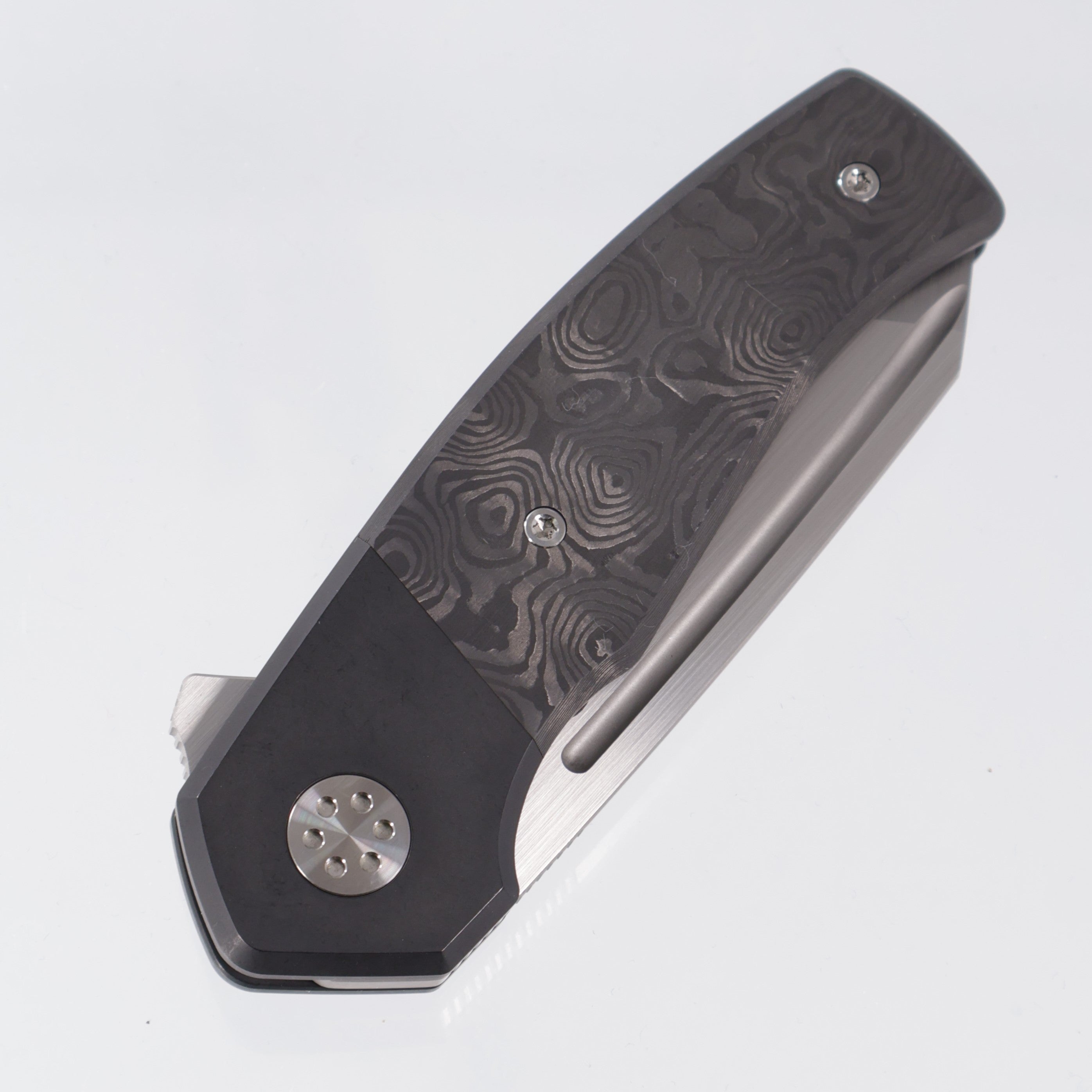 Beans Blade Mini Warrior Folder - Black PVD Titanium w/ Black Dunes Fat Carbon - Satin M390