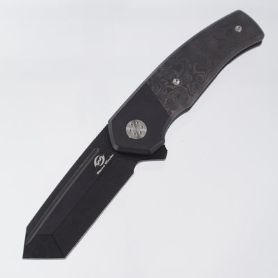 Beans Blade Mini Warrior Folder - Black PVD Titanium w/ Black Dunes Fat Carbon - Black PVD M390