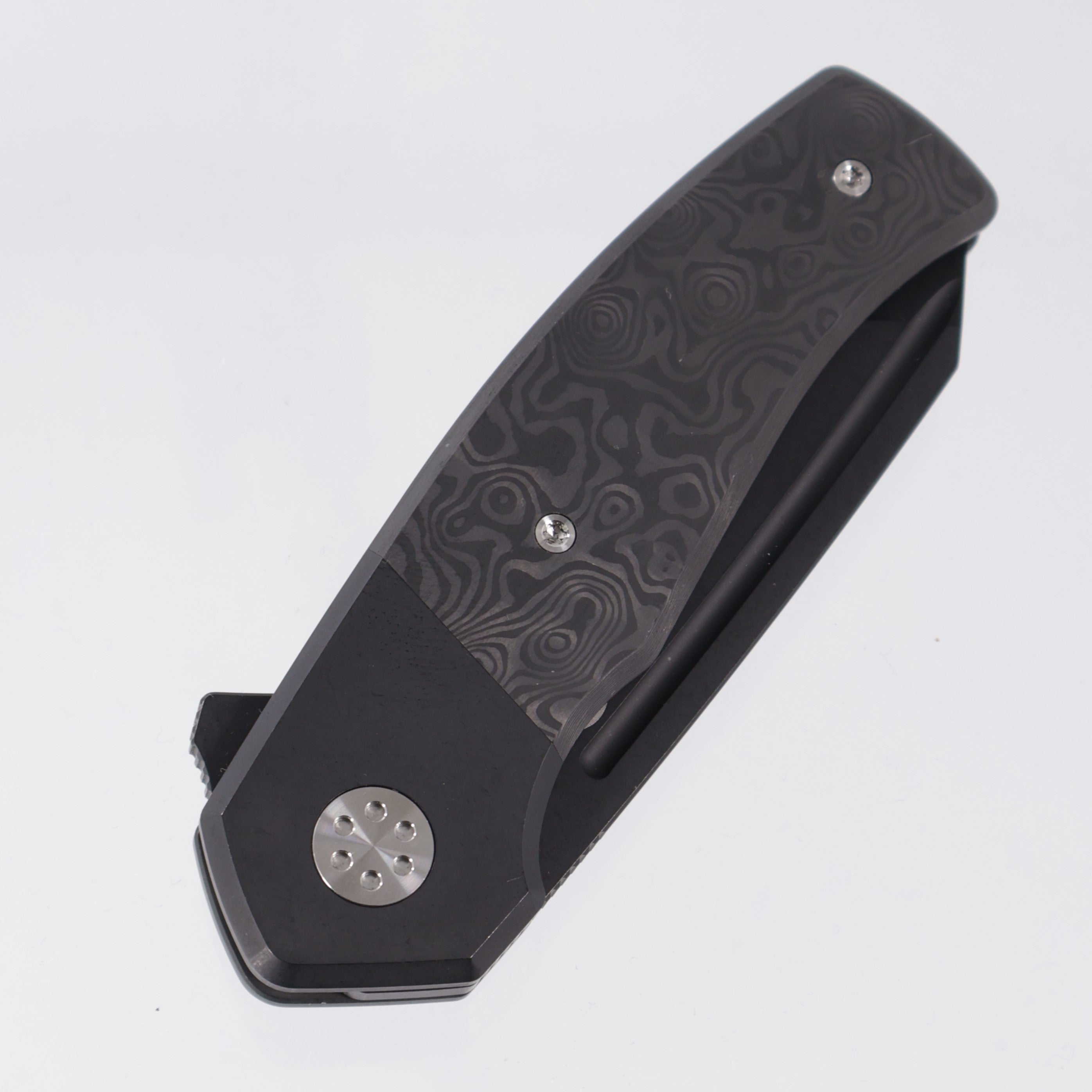 Beans Blade Mini Warrior Folder - Black PVD Titanium w/ Black Dunes Fat Carbon - Black PVD M390