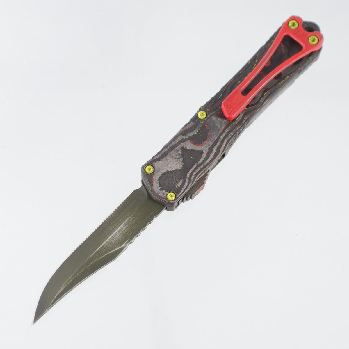 Heretic Manticore S Bowie - Bounty Hunter Cerakote w/ Boba Fett CamoCarbon Backplate - Cerakote Magnacut - H022B-A-BOUNTY *PRE-OWNED*