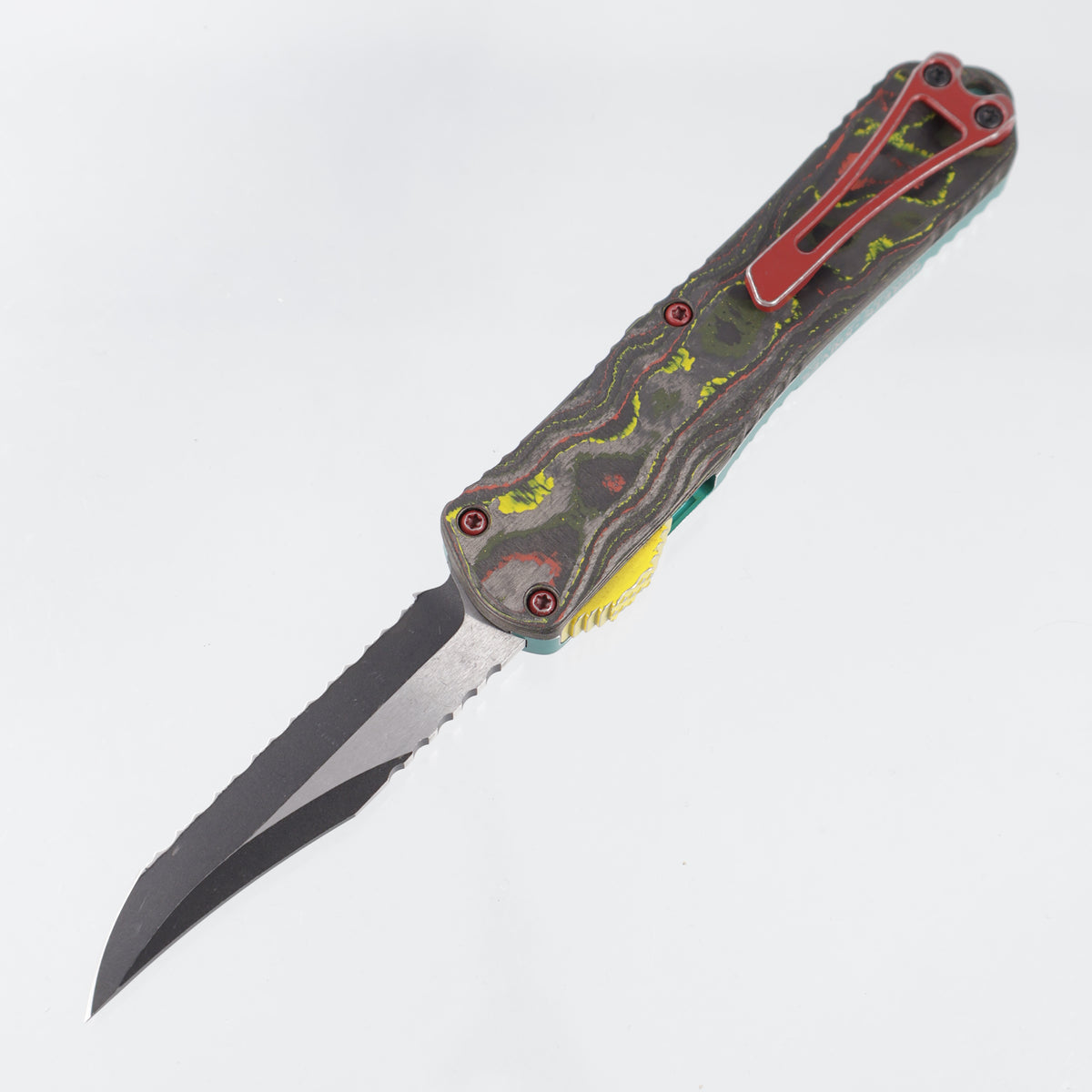 Heretic Manticore E Bowie - Bounty Hunter Aluminum w/ Boba Fett Camo Carbon Backplate - 2-Tone Black Full Serrate Magnacut - H026B-14C-BOUNTY *PRE-OWNED*