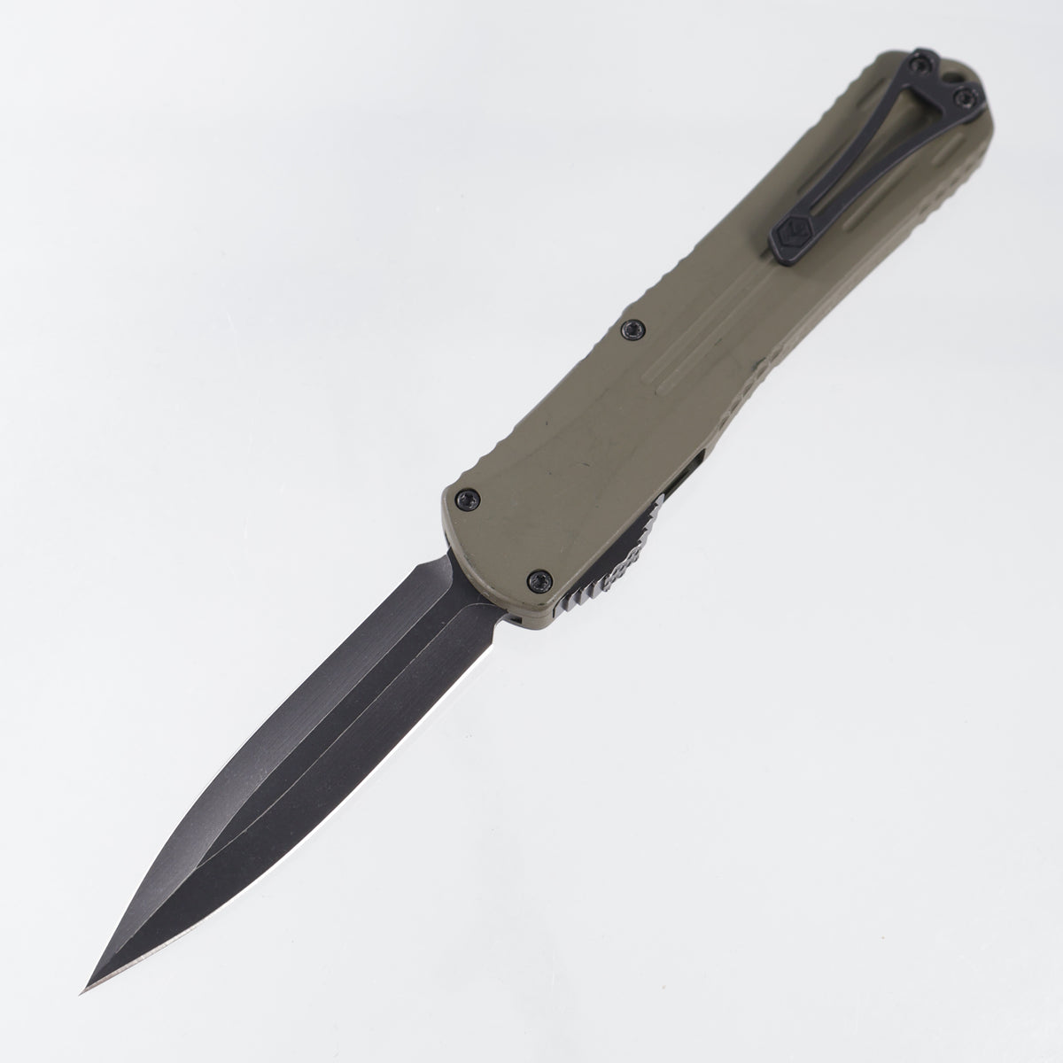 Heretic Manticore X Double Edge Blade Show 2022 Special - Bomb Green Cerakote Grooved Aluminum - Battle Black Elmax *PRE-OWED*