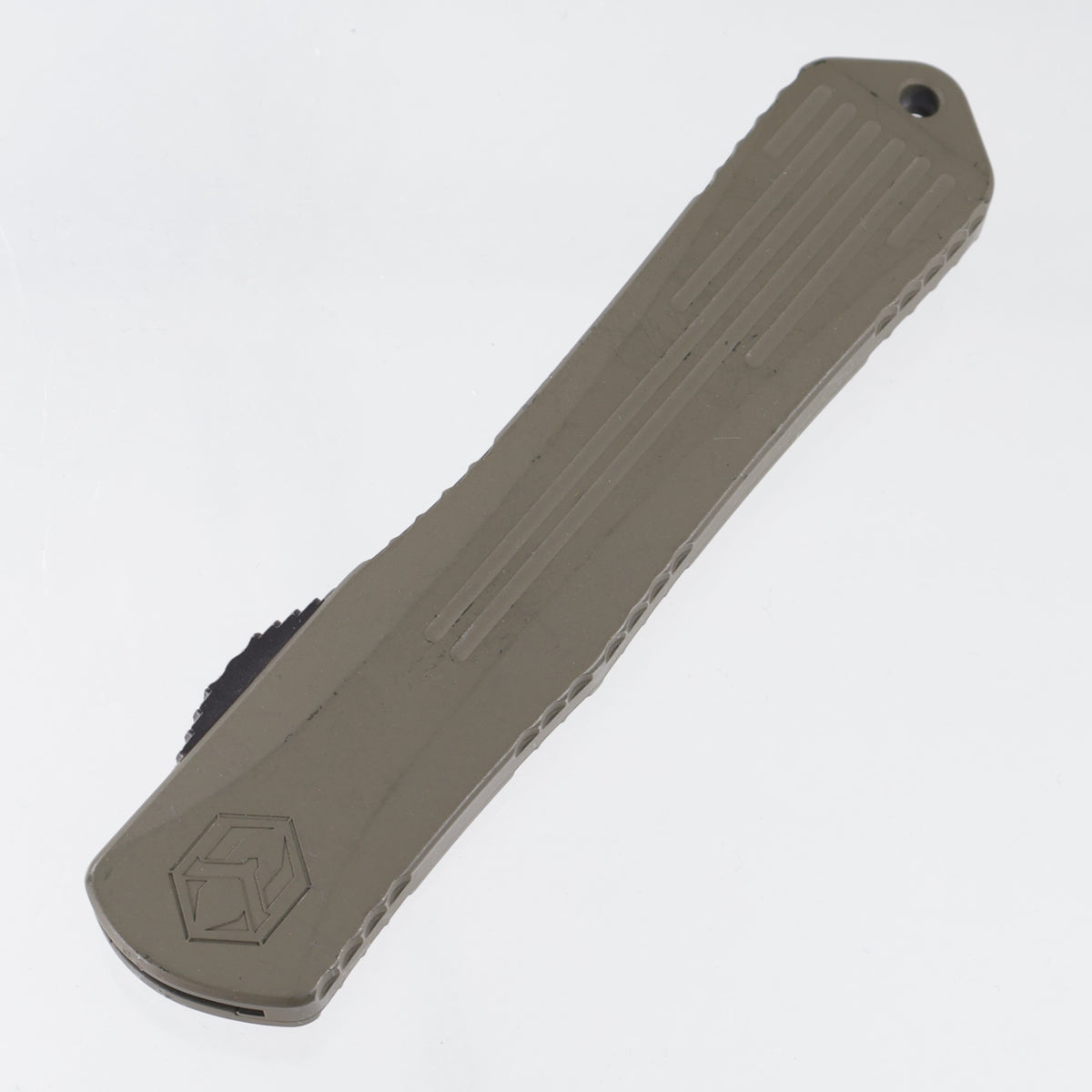 Heretic Manticore X Double Edge Blade Show 2022 Special - Bomb Green Cerakote Grooved Aluminum - Battle Black Elmax *PRE-OWED*