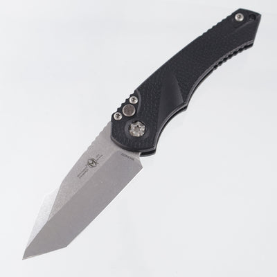 Heretic Mini Pariah Auto Tanto - Black Polymer - Stonewash Magnacut - H055-2A *PRE-OWNED* *NO BOX*