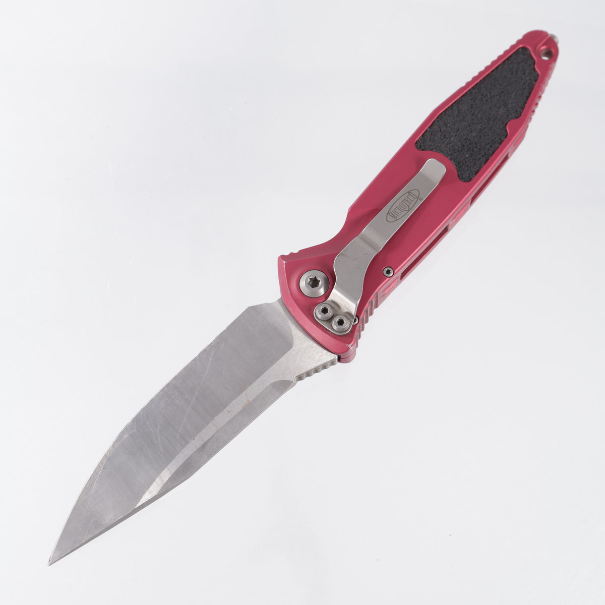 Microtech Socom Elite Auto Single Edge - Red Aluminum - Satin 204P - 160A-4 RD *PRE-OWNED*