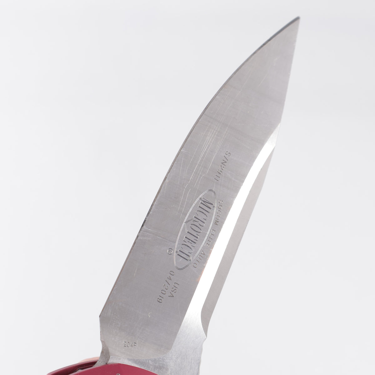 Microtech Socom Elite Auto Single Edge - Red Aluminum - Satin 204P - 160A-4 RD *PRE-OWNED*