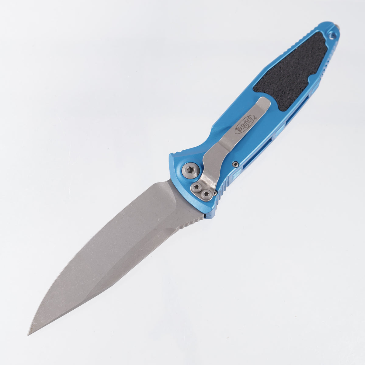 Microtech Socom Elite Auto Single Edge - Blue Aluminum - Apocalyptic M390 - 160A-10 APBL *PRE-OWNED*