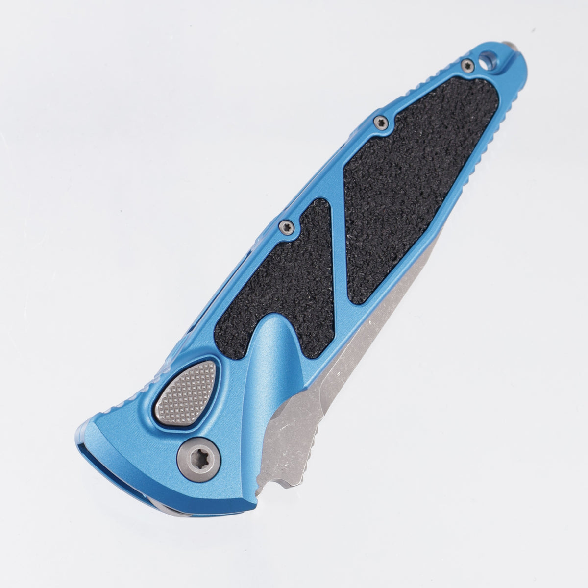 Microtech Socom Elite Auto Single Edge - Blue Aluminum - Apocalyptic M390 - 160A-10 APBL *PRE-OWNED*