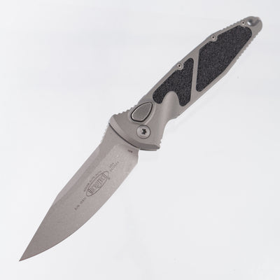 Microtech Socom Elite Auto Single Edge - Natural Clear Aluminum - Apocalyptic M390 - 160A-10 APNC *PRE-OWNED*