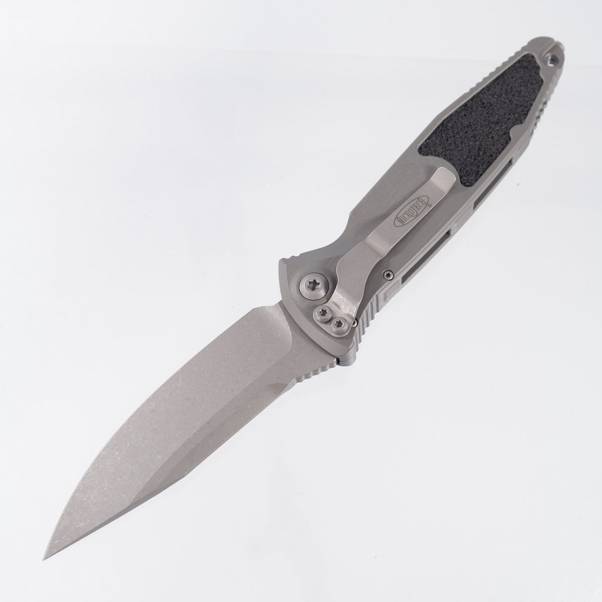 Microtech Socom Elite Auto Single Edge - Natural Clear Aluminum - Apocalyptic M390 - 160A-10 APNC *PRE-OWNED*