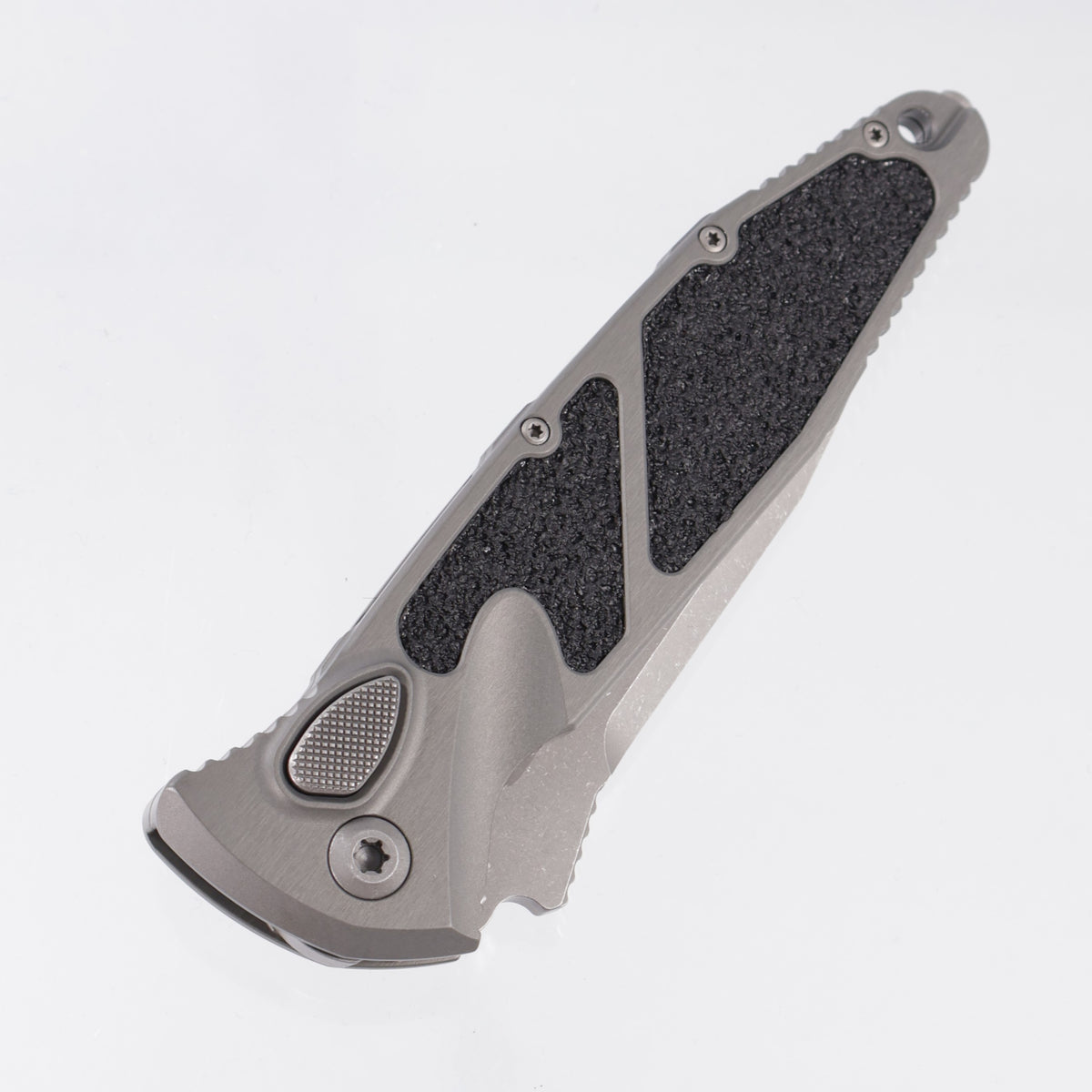 Microtech Socom Elite Auto Single Edge - Natural Clear Aluminum - Apocalyptic M390 - 160A-10 APNC *PRE-OWNED*