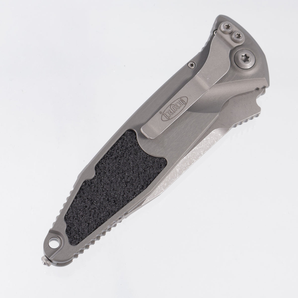 Microtech Socom Elite Auto Single Edge - Natural Clear Aluminum - Apocalyptic M390 - 160A-10 APNC *PRE-OWNED*