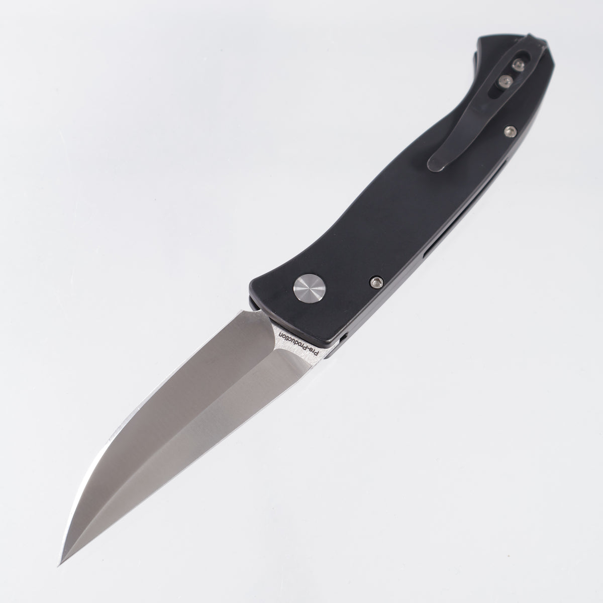 Pro-Tech Brend Classic Pre-Production - Black Aluminum w/ Abalone Button - Satin Magnacut - BSA.26.Brend.1 *PRE-OWNED*