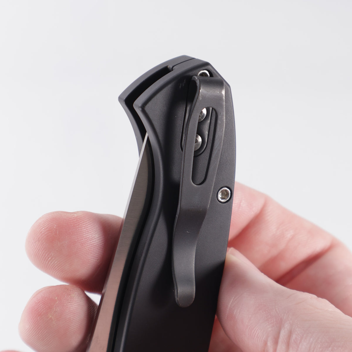 Pro-Tech Brend Classic Pre-Production - Black Aluminum w/ Abalone Button - Satin Magnacut - BSA.26.Brend.1 *PRE-OWNED*