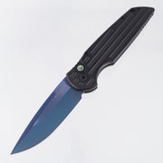 Pro-Tech TR-3 - Black Grooved Aluminum w/ Abalone Button - Sapphire 154CM - TR3 SB *PRE-OWNED*