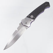 Butch, Rainy, Shawn & Thomas Vallotton Soldier of Fortune 99 Officer D/A - Carbon Fiber w/ Satin Ti Bolsters & Purple Ti Liners - Hand Satin Blade - #10 *PRE-OWNED*