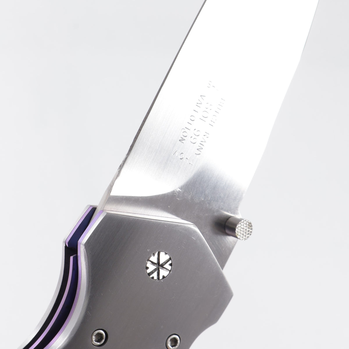 Butch, Rainy, Shawn & Thomas Vallotton Soldier of Fortune 99 Officer D/A - Carbon Fiber w/ Satin Ti Bolsters & Purple Ti Liners - Hand Satin Blade - #10 *PRE-OWNED*