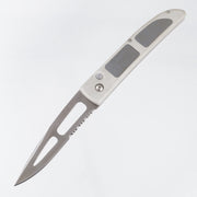 Bali-Song (Benchmade) 3000s Mel Pardue Automatic Concept Piece (One of Three) - Silver Aluminum w/ Rubberized Inserts - Skeletonized Partial Serrate Satin Blade *PRE-OWNED*