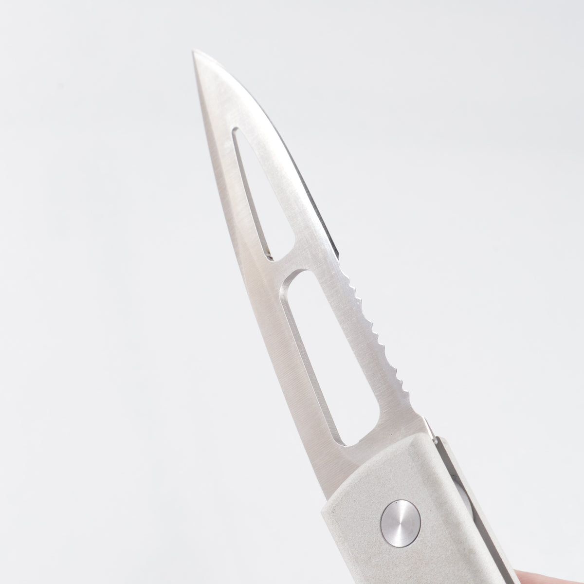 Bali-Song (Benchmade) 3000s Mel Pardue Automatic Concept Piece (One of Three) - Silver Aluminum w/ Rubberized Inserts - Skeletonized Partial Serrate Satin Blade *PRE-OWNED*