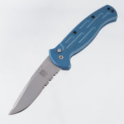 Bali-Song (Benchmade) Al-Mar GPA Automatic (One of One) - Blue Aluminum - Beadblast Partial Serrate ATS-34 Blade *PRE-OWNED*