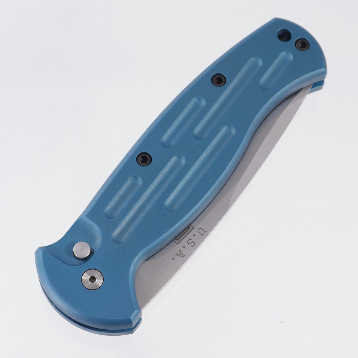 Bali-Song (Benchmade) Al-Mar GPA Automatic (One of One) - Blue Aluminum - Beadblast Partial Serrate ATS-34 Blade *PRE-OWNED*