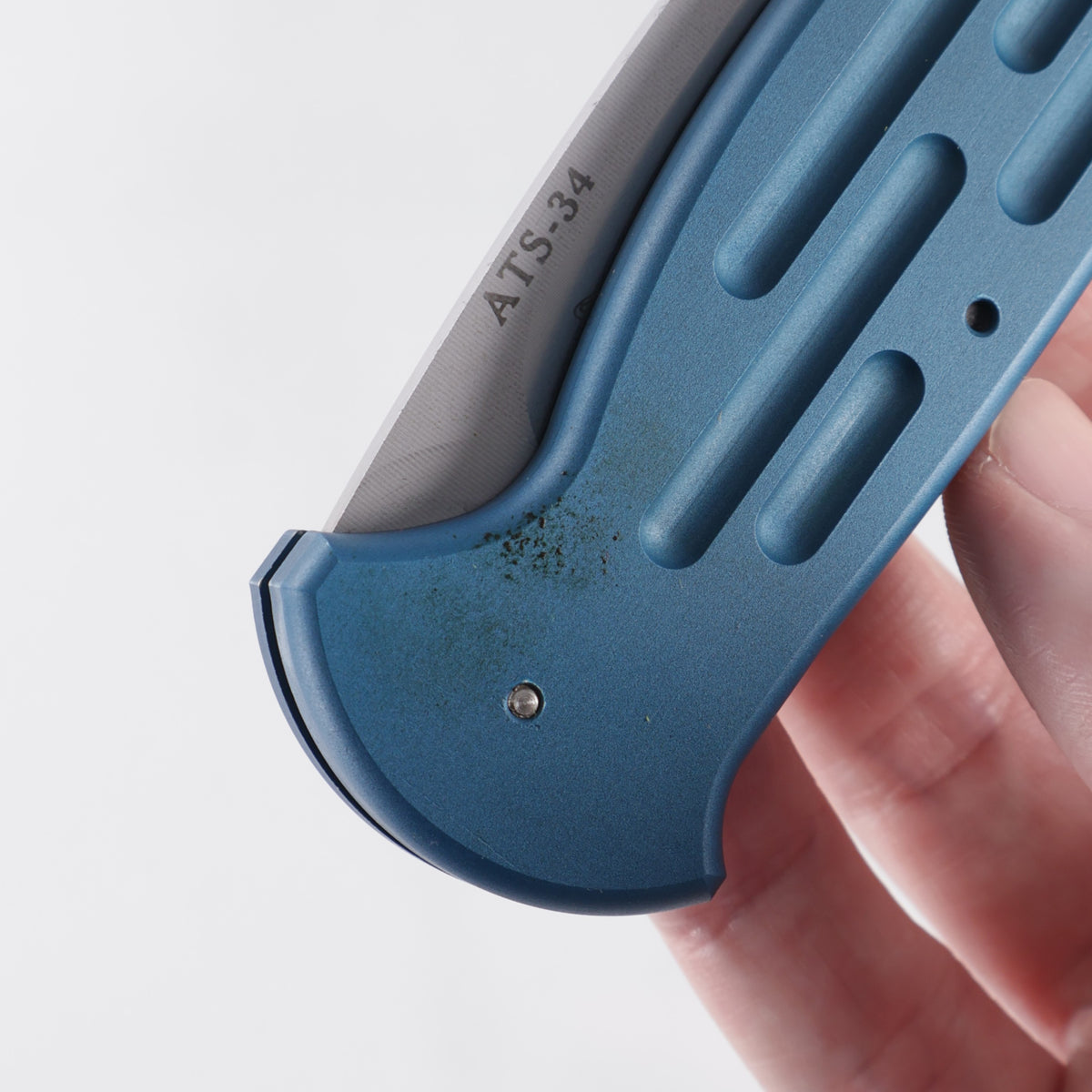 Bali-Song (Benchmade) Al-Mar GPA Automatic (One of One) - Blue Aluminum - Beadblast Partial Serrate ATS-34 Blade *PRE-OWNED*