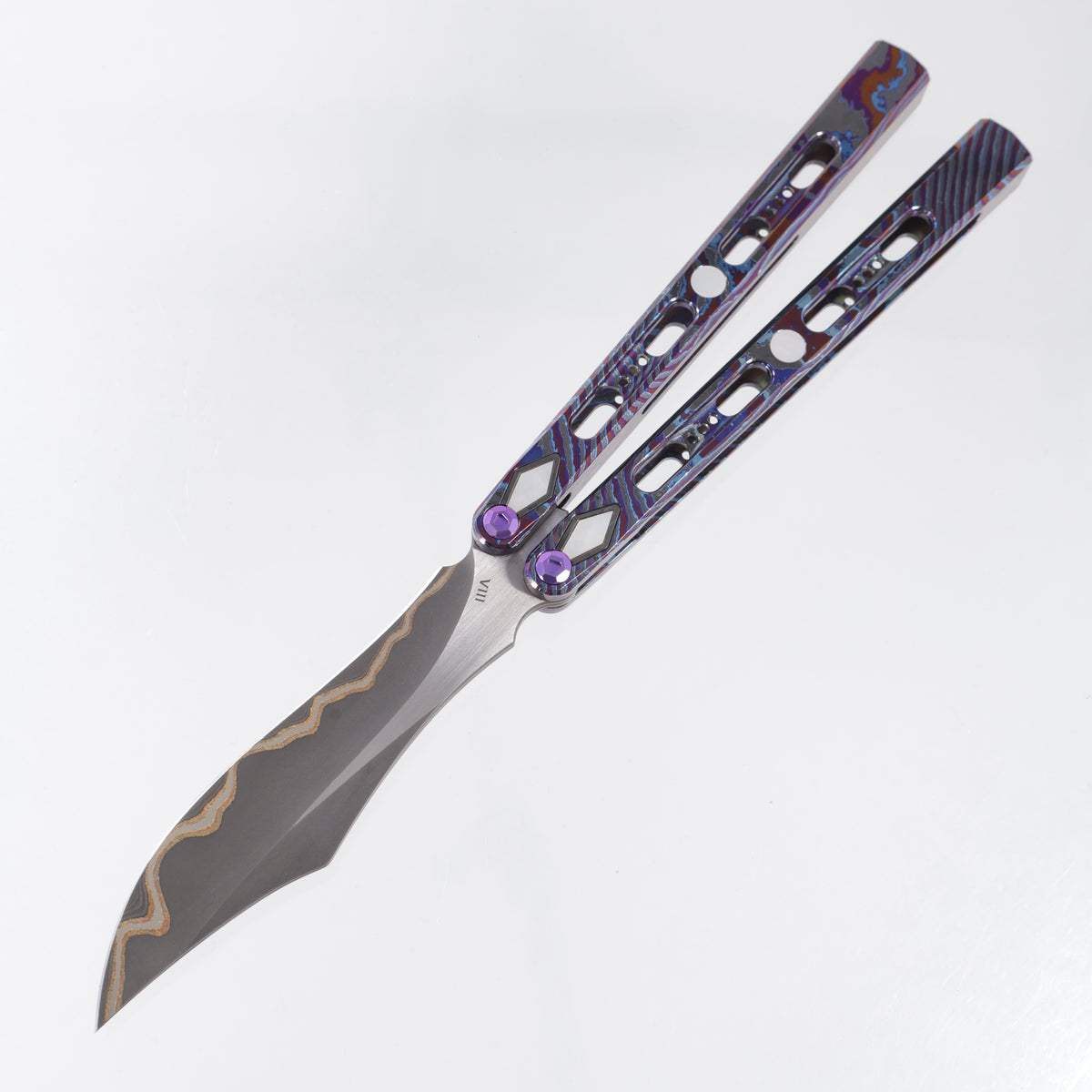 Poikilo Hydra PM1 Dao Full Dress - ZircuTi Handles w/ Mother Of Pearl Inlays - Baker Forge Volcanic River *PRE-OWNED*
