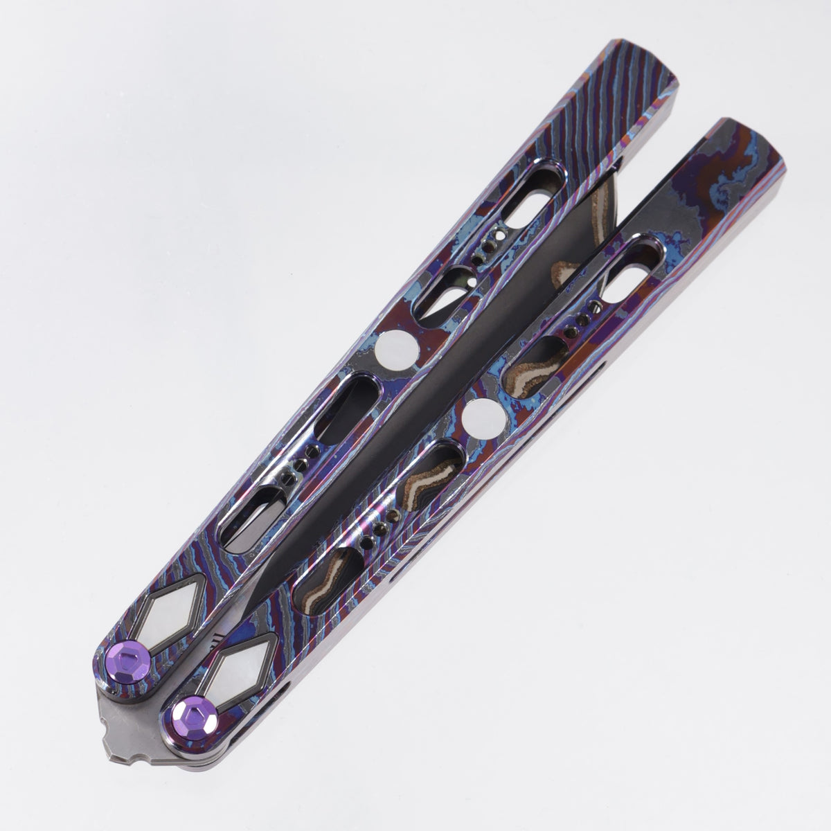 Poikilo Hydra PM1 Dao Full Dress - ZircuTi Handles w/ Mother Of Pearl Inlays - Baker Forge Volcanic River *PRE-OWNED*