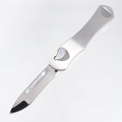 Heretic Hydra V4 Recurve Custom - Stainless Steel Chassis w/ Mother Of Pearl Inlays - Mirror Polish Compound Grind M390 - S/N: 006 *PRE-OWNED*