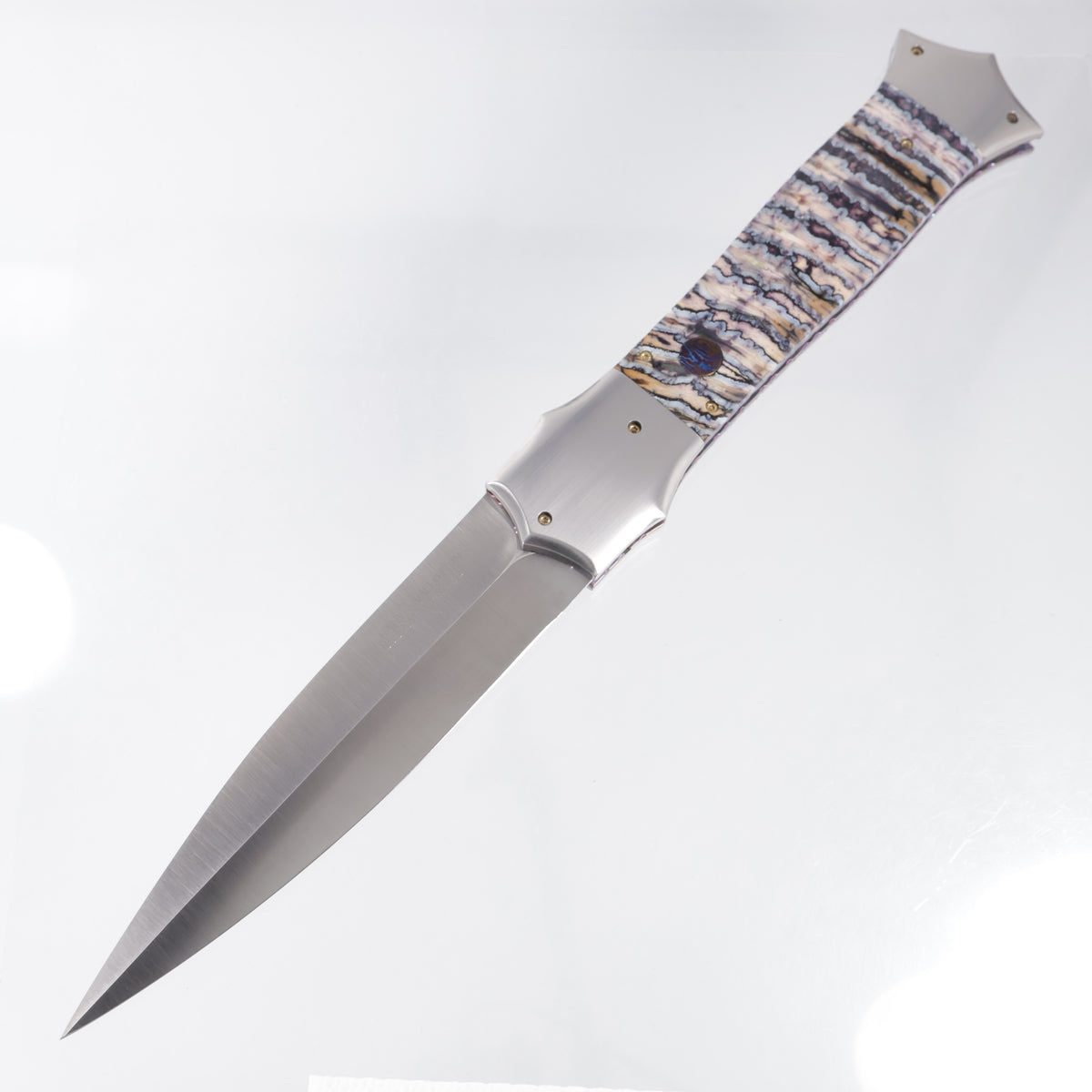 Rainy Vallotton Giant Shiv D/A Auto - Mammoth Molar w/ Satin Bolsters & Timascus Button - Satin Blade *PRE-OWNED* *NO PACKAGING*