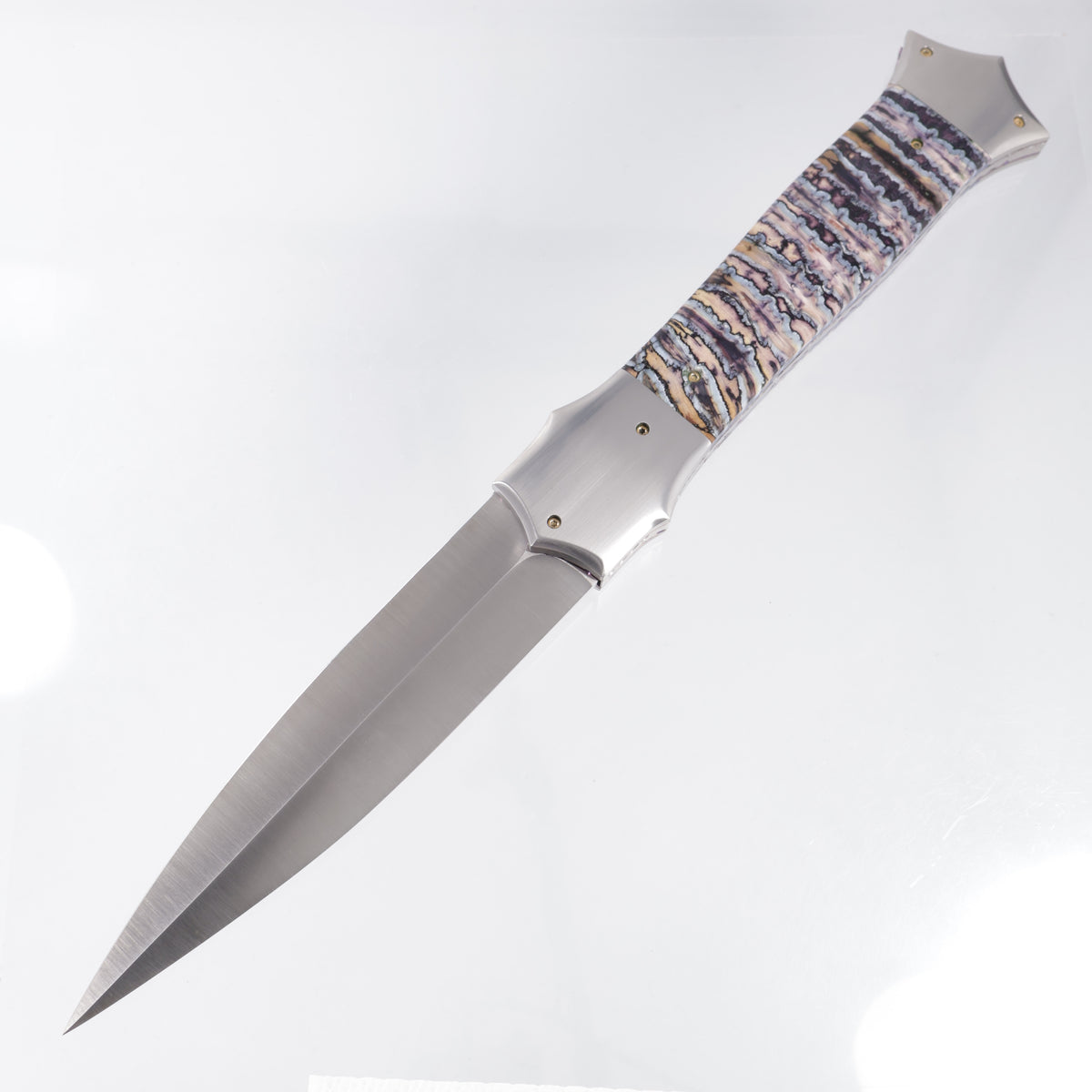 Rainy Vallotton Giant Shiv D/A Auto - Mammoth Molar w/ Satin Bolsters & Timascus Button - Satin Blade *PRE-OWNED* *NO PACKAGING*